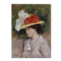 Védjegy képzőművészet 'nő virágos kalapban' vászon művészet Renoir