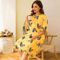 Summark Tavaszi Női Hálóing Aranyos Nyomtatási Köntös Laza Pizsama Nagy Méretű Hálóing
