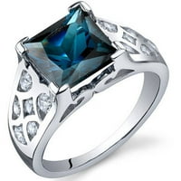 2. ct Princess vágott London kék topáz gyűrű ezüst