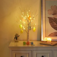 Morease 2ft meleg fehér LED akkumulátoros húsvéti nyírfa fény, Mini nyírfa gally dísz LED-ekkel működtetett asztali