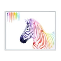 Rainbow zebra portréja fehér 20 12 keretes festmény vászon art nyomtatás