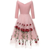 Mikilon női ruha nyári ajánlatok Női Vintage Rózsa hímzés temperamentum V-nyakú szexi hosszú ujjú Hálófonal Ruha Női