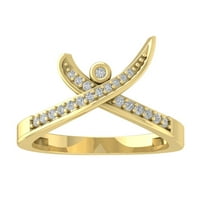Araiya 14k sárga arany gyémánt Criss Cross zenekar gyűrű, méret 9