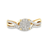 Brilliance Carat kerek gyémánt kompozit női menyasszonyi szett 10k sárga aranyban