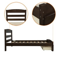Aukfa Twin Platform Bed gyerekeknek, ikerágyakeret tárolóval, gyerekplatform -ágy fejlécekkel és lábtáblával, iker