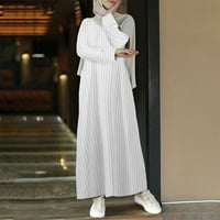 Fsqjgq esküvői vendég Ruha Női A-Line Női Abaya ruha Ima ruha Teljes hosszúságú Kaftan Hidzsáb Dubai Maxi ruha fehér