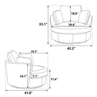 Aukfa 42 Széles forgó hordó szék, túlméretezett akcentus olvasó szék a nappali hálószobához, elefántcsont