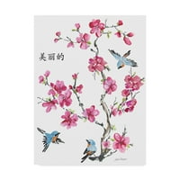 Védjegy képzőművészet 'cseresznyevirág gyönyörű madarak' vászon művészet Jean Plout