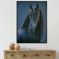 Fríz fekete ló portré keretes fényképezés vászon művészet nyomtatás