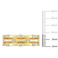Miabella női karátos T.W. Gyémánt 10KT sárga arany hármas sor esküvői gyűrű