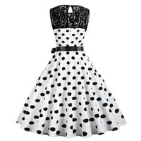Vintage ruhák nőknek pöttyös nyomtatás Ujjatlan 1950-es évek Retro Prom Swing ruhák Crewneck koktél Party ruha