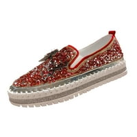 Női papucs-Divat Slip-on cipők, strassz csillogás Platform naplopók aranyos Bowknot lapos alkalmi cipő lányoknak Red