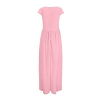 Lopecy-Sta divat ruhák V nyak Sundresses Női Rövid ujjú rózsaszín - 4XL