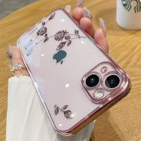 Aranyos gyémánt tok kompatibilis az iPhone-val , puha Bling Glitter strasszos Rózsa virág borítás fedél kamera Lencsevédelemmel