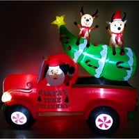 Fraser Hill Farm 8-láb. Hosszú felfújható karácsonyfa egy kisteherautóban LED-es lámpákkal, ünnepi téli felrobbantás