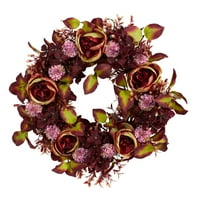 Szinte természetes műanyag minden alkalommal vegyes esés rózsa hortenzia őszi mesterséges koszorú, 22