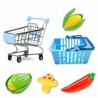 Toy Shopping Cart Play Set,, Mini Bevásárlókosár kosár játék színlelt Élelmiszer & Élelmiszer Bevásárlókosár játékkészlet-hamis