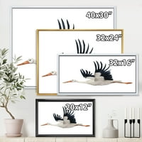 Fehér gólya ciconia repülő madár keretes festmény vászon művészeti nyomtatás