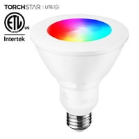 Par Smart LED izzók, 60W ekvivalens, E Base, 2000K-5000K RGBCW színes színű intelligens izzó