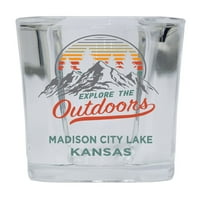 Madison City Lake Kansas fedezze fel a szabadban szuvenír tér alap Liquor Shot Glass 4-Pack