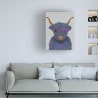 Fab Funky 'Highland Cow Purple Portré' vászon művészet