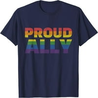 Fa büszke szövetségese szivárványos zászlóval az LGBT büszkeség hónap pólójához