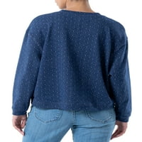 Lee® női francia Terry hosszú ujjú dobozos pulóver pulóver