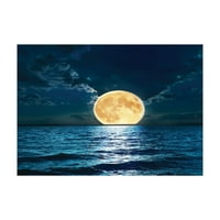 Ocean Jigsaw Puzzle, szuper hold az óceán felszínén éjféli nézet álmodozó misztikus képnyomtatás, örökség-minőségi