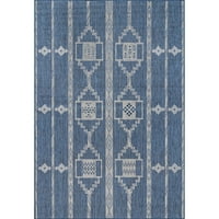 Nuloom Claudia törzsi csíkos beltéri kültéri szőnyeg, 6 '7 9', kék