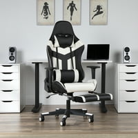 Essentials Collection magas hátsó PU bőr gamer szék, kihúzható lábtartóval, fehér színben