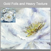 Absztrakt Virágos retro fehér virágok aranyfólia festés fali művészet vászon a hálószobához