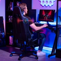 Gamer szék Bluetooth hangszórókkal lábtartó PU bőr zenei irodai szék, kék