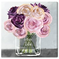 Wynwood Studio Floral and Botanical Wall Art vászon nyomatok 'La Bella Vita' virágok-rózsaszín, lila