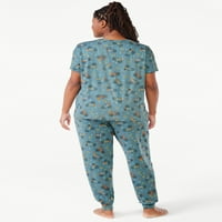 Joyspun Női Rövid ujjú póló és kocogók pizsama szett, 2 db-os, s-3x méretben