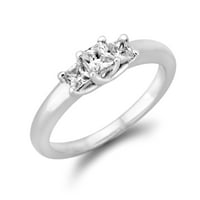 Ct. T.W. Hercegnő-vágott gyémánt három kő eljegyzési gyűrű 14 k fehéraranyban