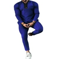 Avamo férfi Lounge cipzáras pulóverek + Nadrág Ruhák gerenda láb melegítő szett Sima őszi melegítő Kék 2XL