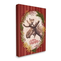 A Stupell Industries Merry Chris-Moose Holiday koszorú rusztikus állati puncatus Wall Art, 40, Design by Zirkus Design