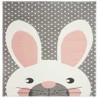 Körhinta Gyerekek Laidley Happy Bunny Area Szőnyeg, Rózsaszín Szürke, 6 '7 9'