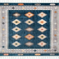 Nuloom Alia törzsi gyémántok bojt terület szőnyeg, 5 '8', kék