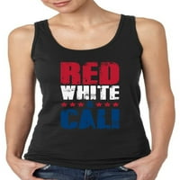 Hazafias tartály tetején a nők Piros fehér & Cali-S L XL 2XL Cali grafikus Tee-California USA State Tee Top ajándék