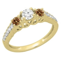 Dazzlingrock Gyűjtemény 0. Karátos 14k pezsgő & fehér gyémánt kő eljegyzési gyűrű CT, sárga arany, Méret 5.5