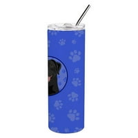 Caroline kincsei Wdk1120tbl Labrador Retriever fekete Design Rozsdamentes acél oz vékony pohár, kék, oz