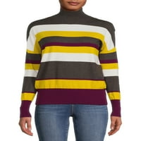 Szerelmi trend New York Női csíkos gúnyos nyakú pulóver