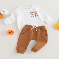 Kisgyermek kisfiú lány Halloween ruhák levél nyomtatás Hosszú ujjú Pulóver pulóver felsők és nadrágok őszi ruhák készletek