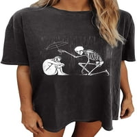 Női felsők Levélnyomtatás Rövid ujjú túlméretezett póló grafikus póló alkalmi laza illesztésű Retro blúz tini lányoknak