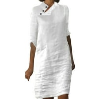 Yubatuo női nyári alkalmi Boho egyszínű laza póló ruha Hüvely O-nyakú Mini Ruhák Női Fehér S