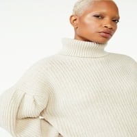 Szabad összeszerelés A női gyáva nyak pulóver redős vállakkal