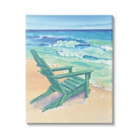Stupell Industries Rolling Beach Waves szék festménygaléria csomagolt vászon nyomtatott fali művészet, Design készítette: