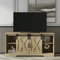 JS TV állvány csúszó pajta ajtó Modern & Wood Szórakoztató Központ, tároló szekrény asztal nappali állítható polcokkal