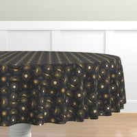 Pamut szatén terítő, 90 kerek Napszén Fekete sárga természet arany geometriai égbolt nyomtatás egyedi asztali ágynemű